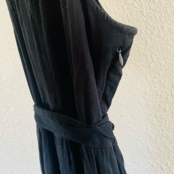 NEVER WORN : J. Crew Black Cotton Tiered Tie Waist Midi Dress NWT - Picture 7 of 13